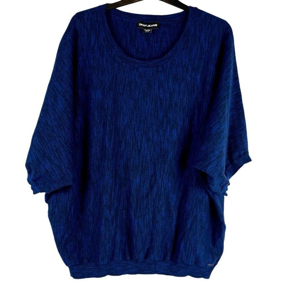 DKNY Blue Dolman Sleeve Sweater XXL